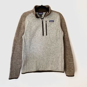 PATAGONIA Mens Better Sweater Pullover Jacket 1/4 Zip Size Small Stone Khaki